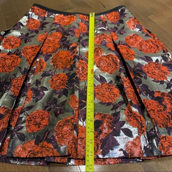 J.crew collection Metallic Floral Jacquard Pleated Sz6 Skirt - Picture 7 of 10